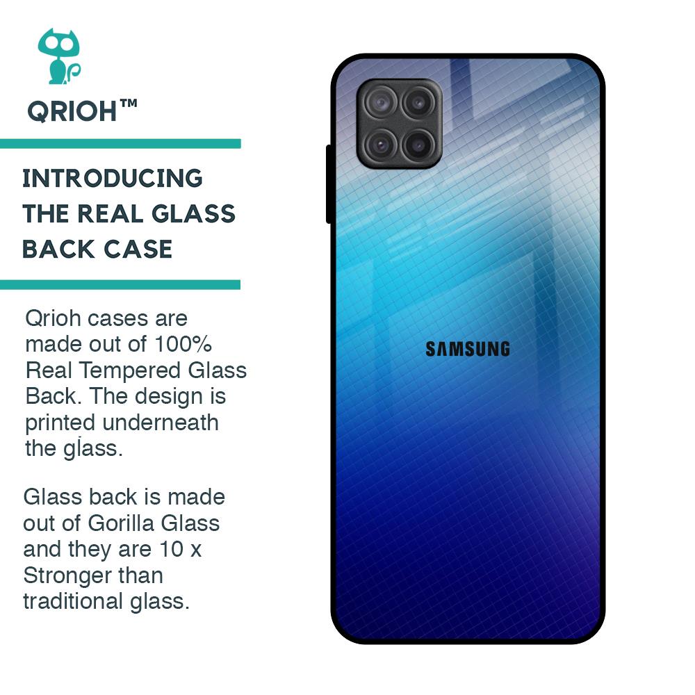 Blue Rhombus Pattern Glass Case for Samsung Galaxy A12