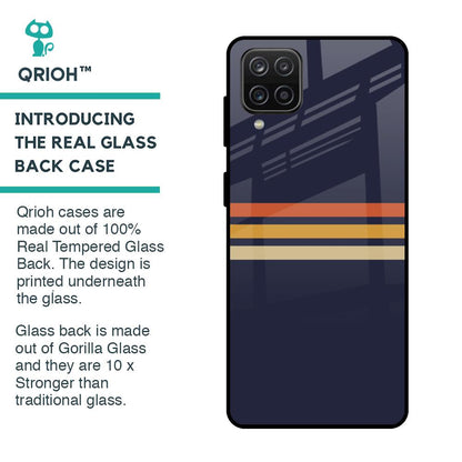 Tricolor Stripes Glass Case For Samsung Galaxy A12