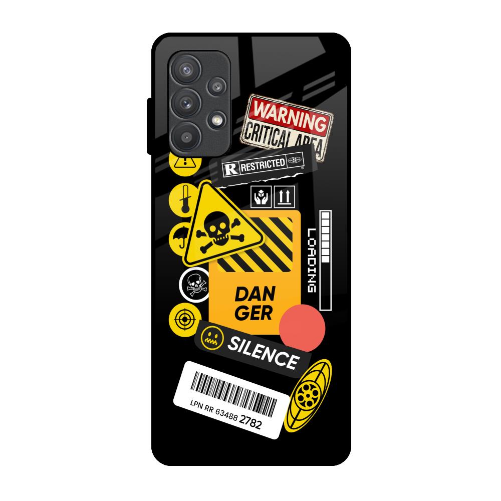 Danger Signs Samsung Galaxy A32 Glass Back Cover Online