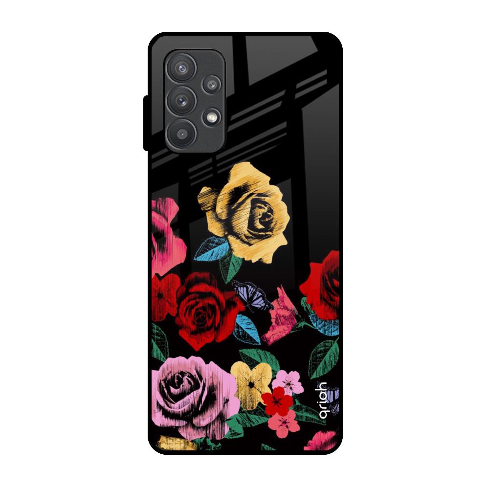 Floral Decorative Samsung Galaxy A32 Glass Back Cover Online