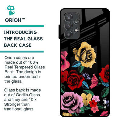 Floral Decorative Glass Case For Samsung Galaxy A32