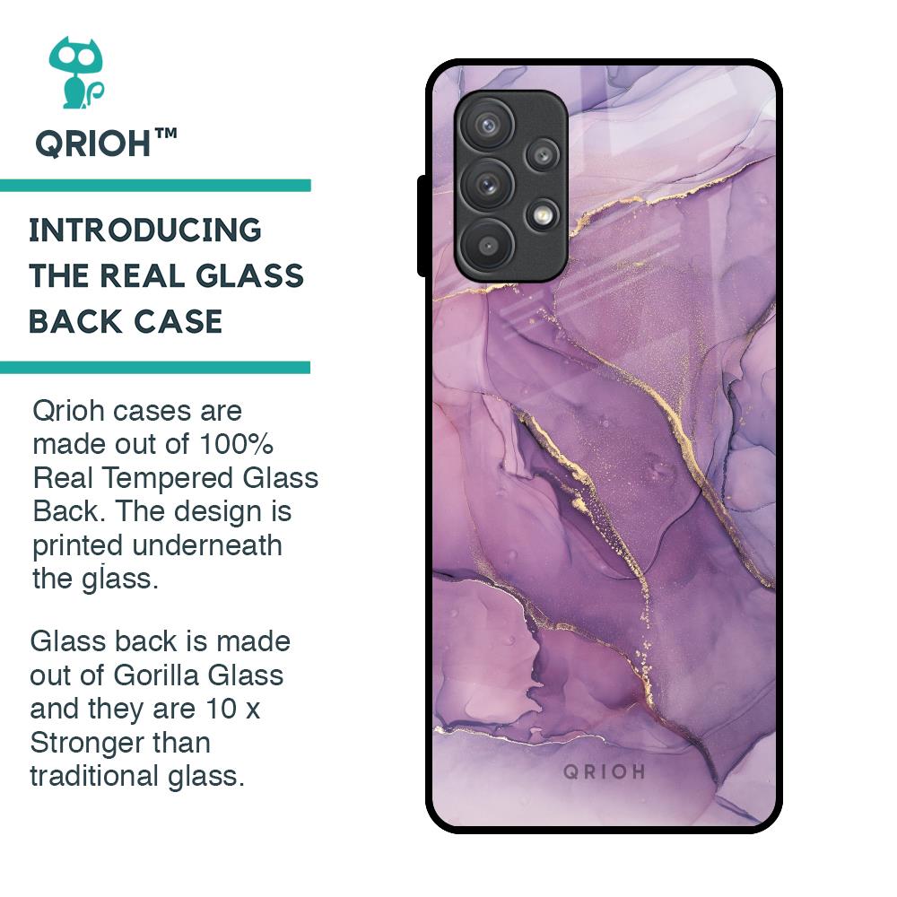 Purple Gold Marble Glass Case for Samsung Galaxy A32