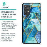 Turquoise Geometrical Marble Glass Case for Samsung Galaxy A32