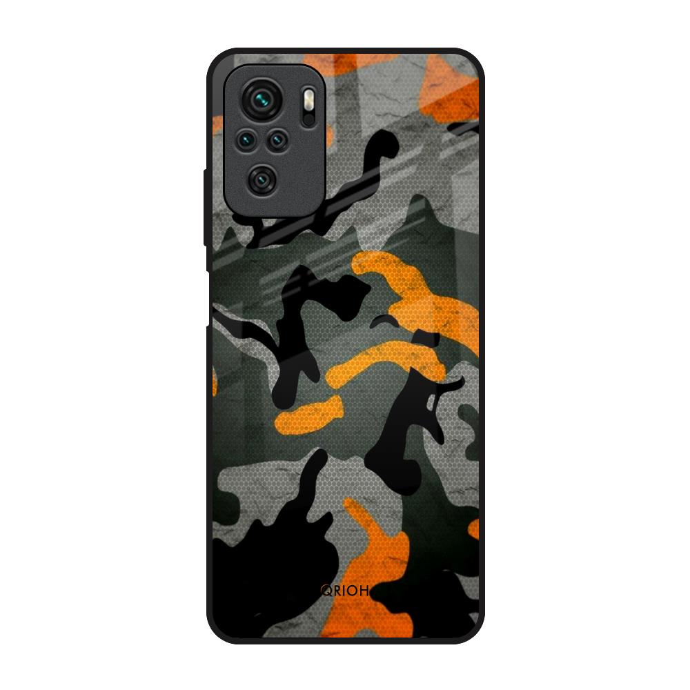 Camouflage Orange Redmi Note 10 Glass Back Cover Online