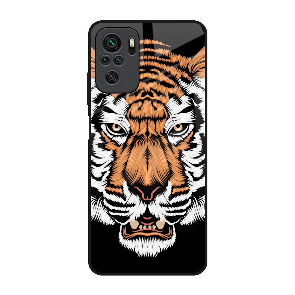 Angry Tiger Redmi Note 10 Glass Back Cover Online