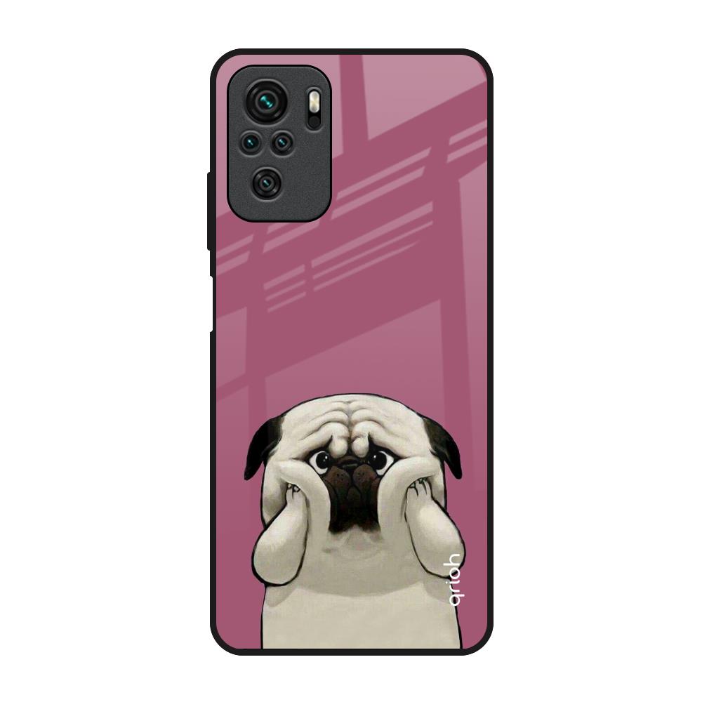 Funny Pug Face Redmi Note 10 Glass Back Cover Online