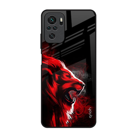 Red Angry Lion Redmi Note 10 Glass Back Cover Online