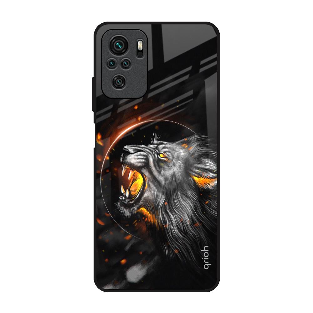 Aggressive Lion Redmi Note 10 Glass Back Cover Online