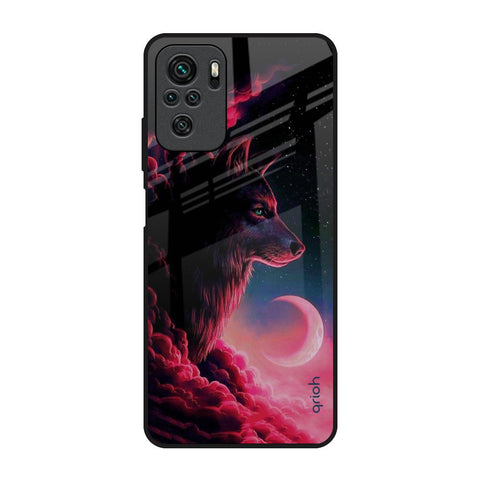 Moon Wolf Redmi Note 10 Glass Back Cover Online
