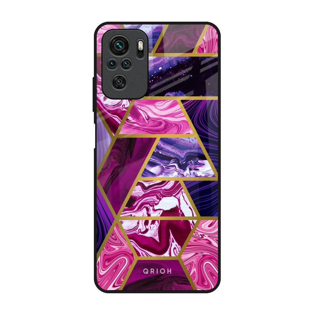 Electroplated Geometric Marble Redmi Note 10 Glass Back Cover Online