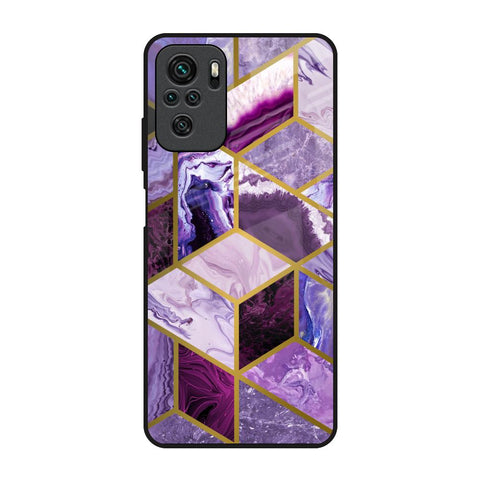 Purple Rhombus Marble Redmi Note 10 Glass Back Cover Online