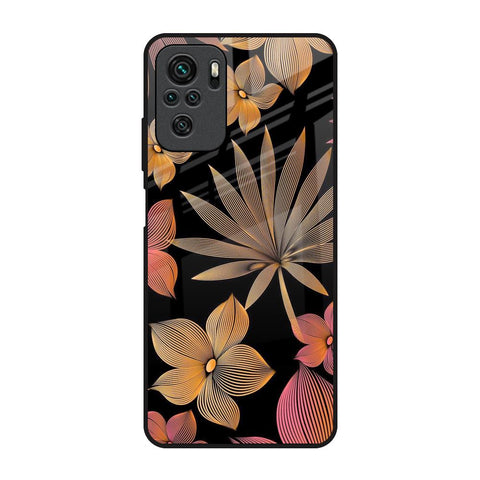 Lines Pattern Flowers Redmi Note 10 Glass Back Cover Online