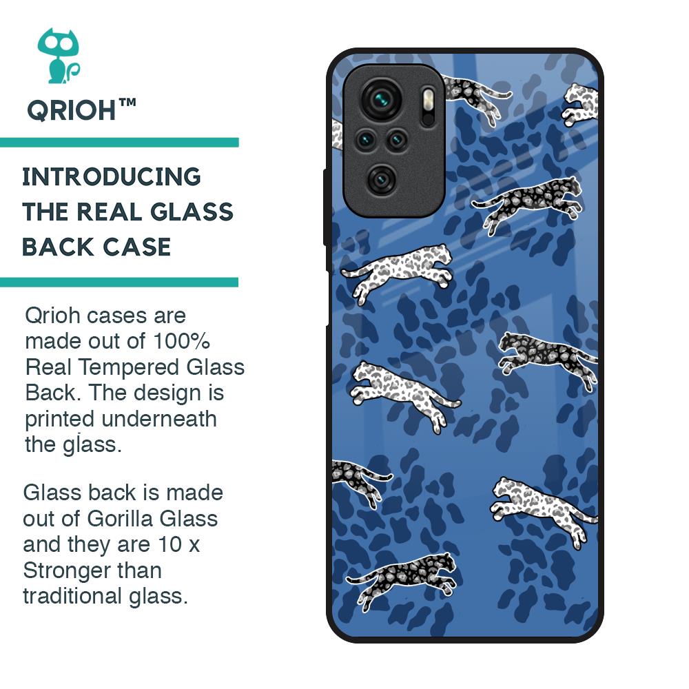 Blue Cheetah Glass Case for Redmi Note 10