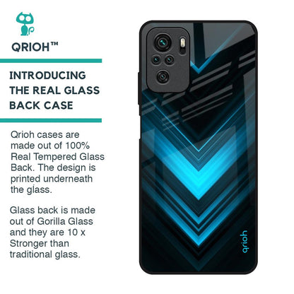 Vertical Blue Arrow Glass Case For Redmi Note 10
