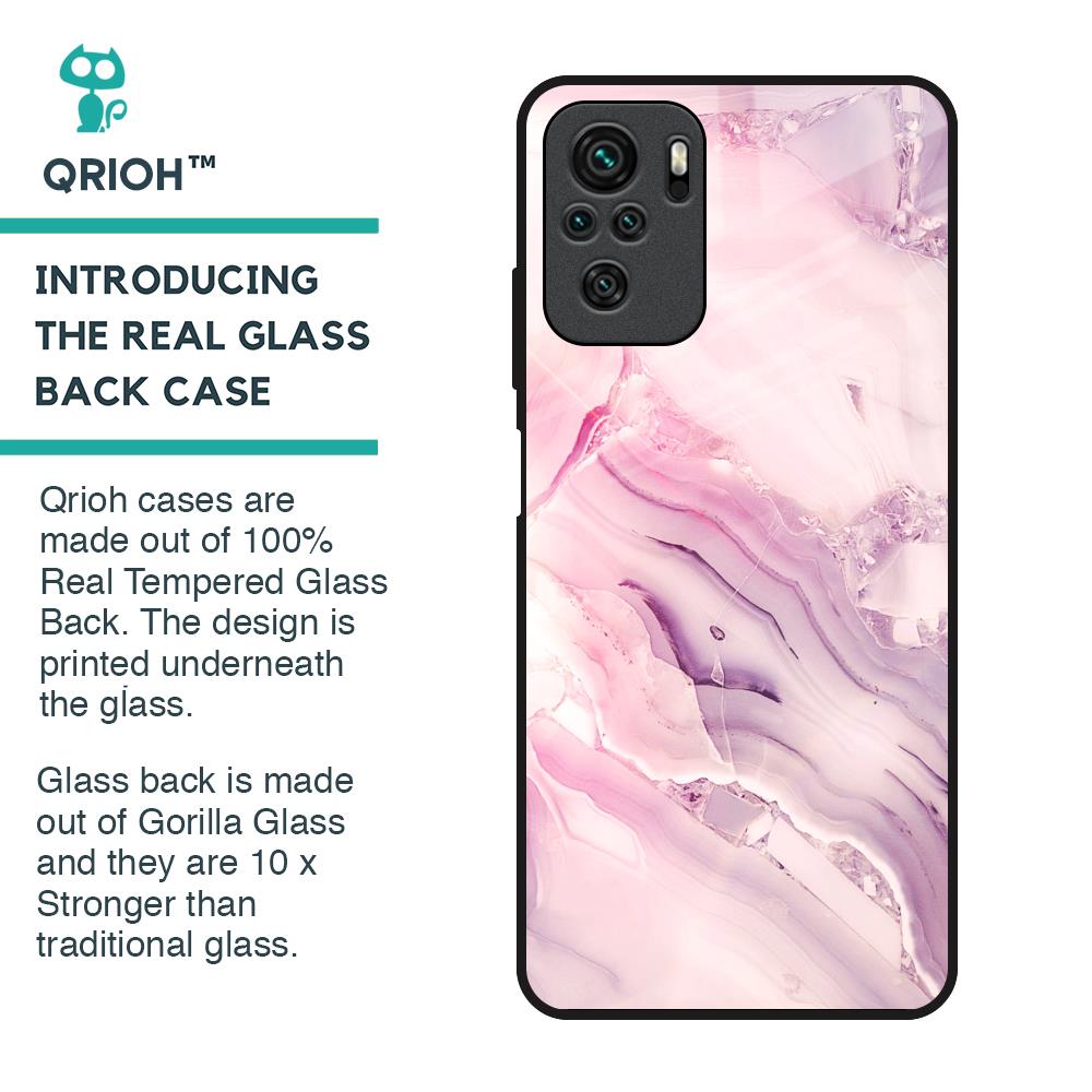 Diamond Pink Gradient Glass Case For Redmi Note 10