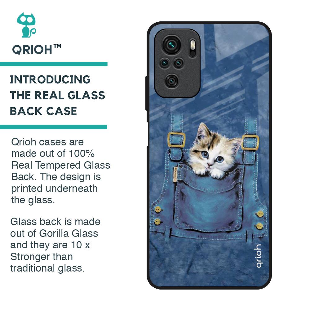 Kitty In Pocket Glass Case For Redmi Note 10