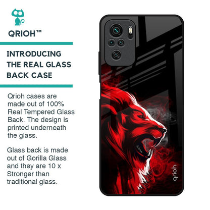 Red Angry Lion Glass Case for Redmi Note 10