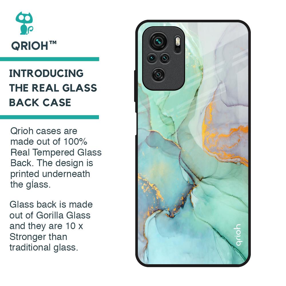 Green Marble Glass Case for Redmi Note 10