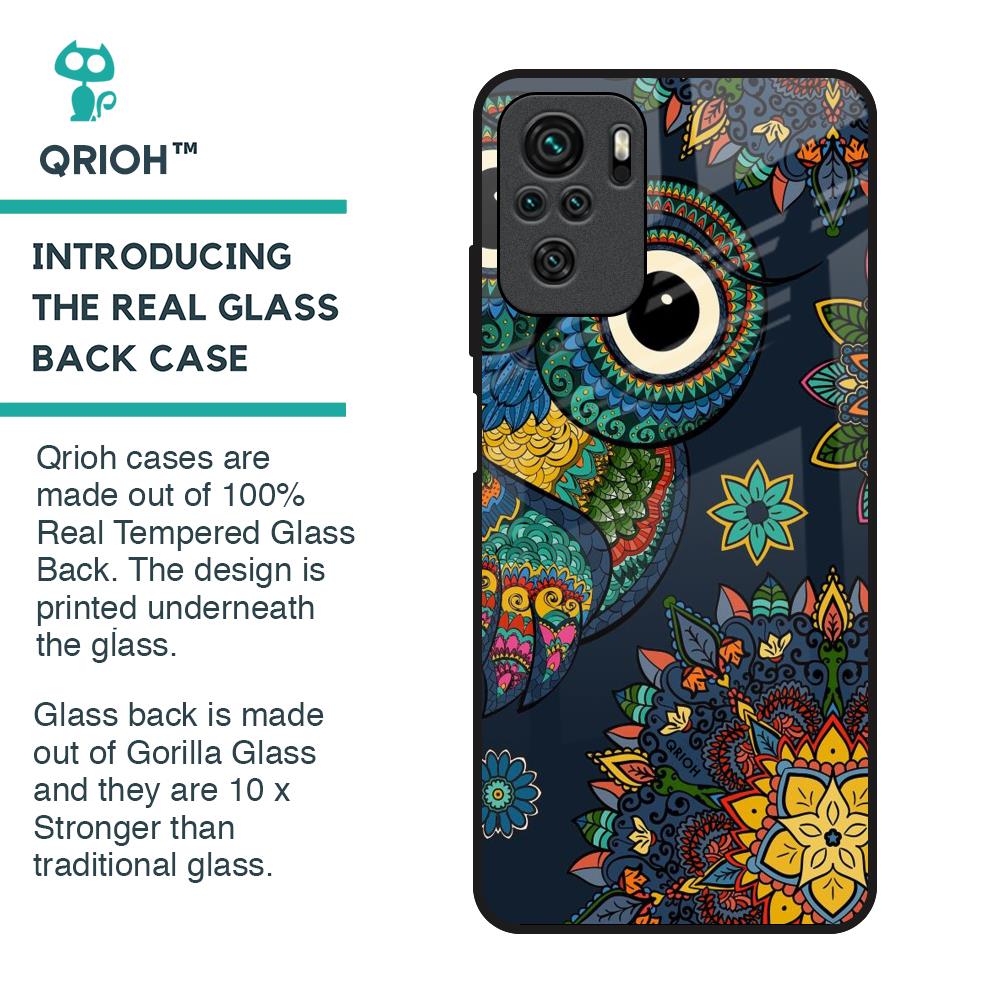 Owl Art Glass Case for Redmi Note 10