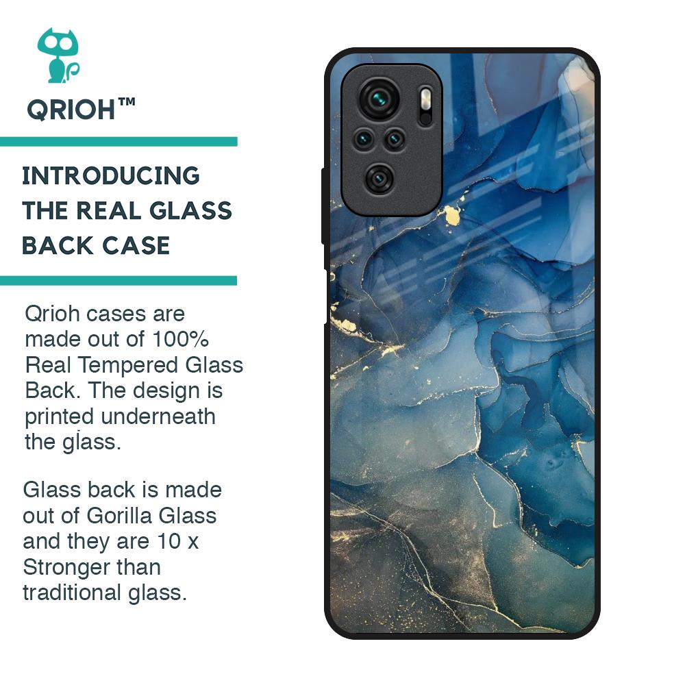 Blue Cool Marble Glass Case for Redmi Note 10