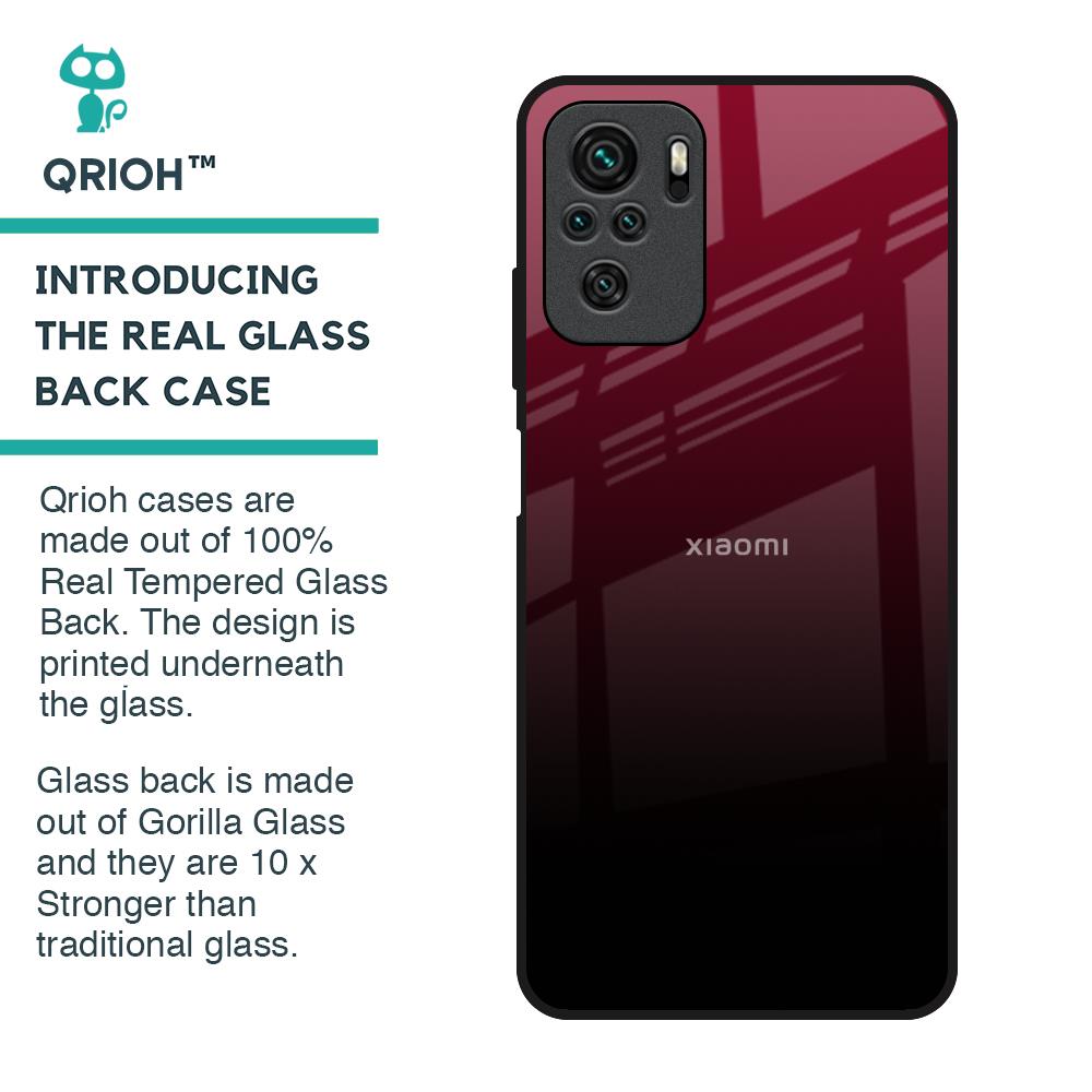 Wine Red Glass Case For Redmi Note 10