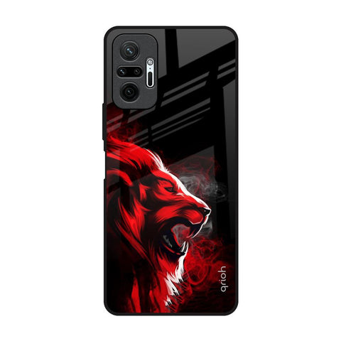 Red Angry Lion Redmi Note 10 Pro Glass Back Cover Online