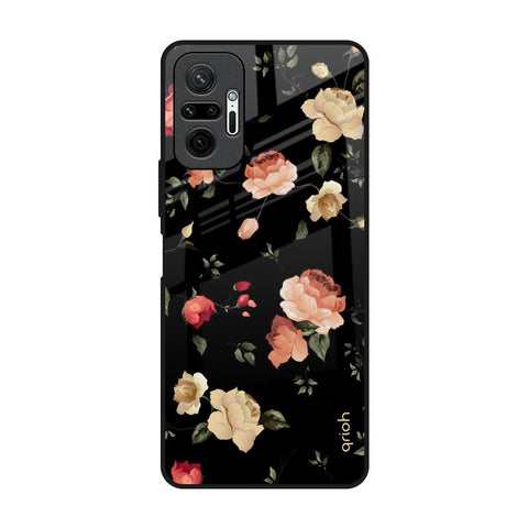 Black Spring Floral Redmi Note 10 Pro Glass Back Cover Online