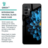 Half Blue Flower Glass Case for Redmi Note 10 Pro