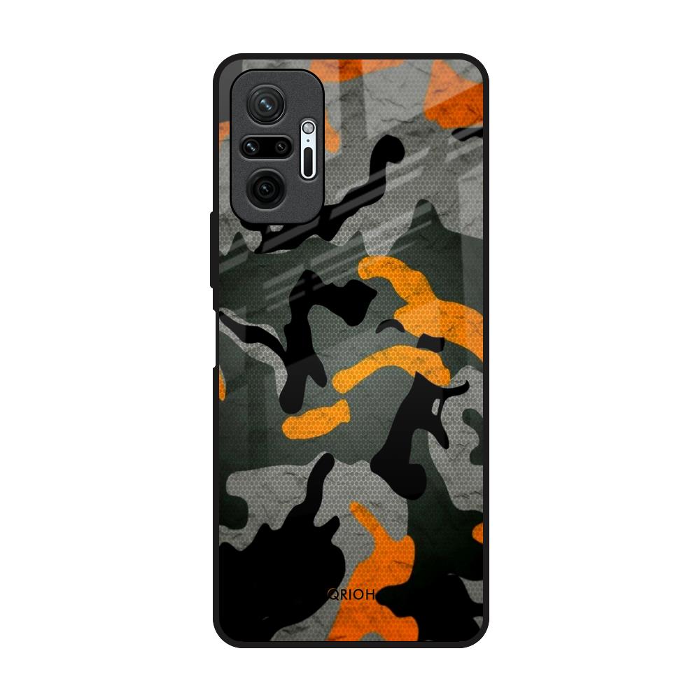 Camouflage Orange Redmi Note 10 Pro Max Glass Back Cover Online