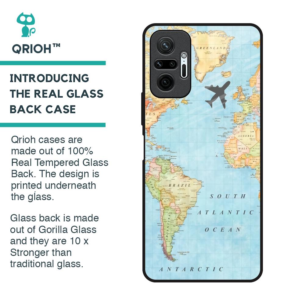 Travel Map Glass Case for Redmi Note 10 Pro Max