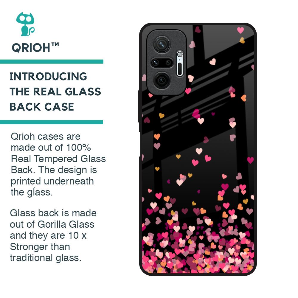 Heart Rain Fall Glass Case For Redmi Note 10 Pro Max