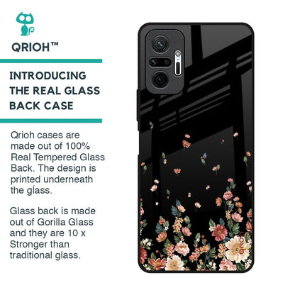 Floating Floral Print Glass Case for Redmi Note 10 Pro Max