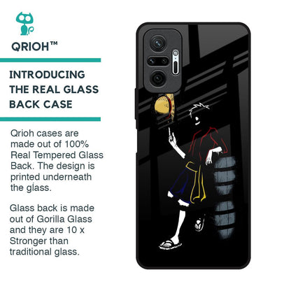 Luffy Line Art Glass Case for Redmi Note 10 Pro Max