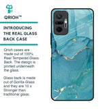 Blue Golden Glitter Glass Case for Redmi Note 10 Pro Max
