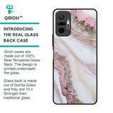 Pink & Gold Gllitter Marble Glass Case for Redmi Note 10 Pro Max