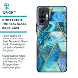 Turquoise Geometrical Marble Glass Case for Redmi Note 10 Pro Max