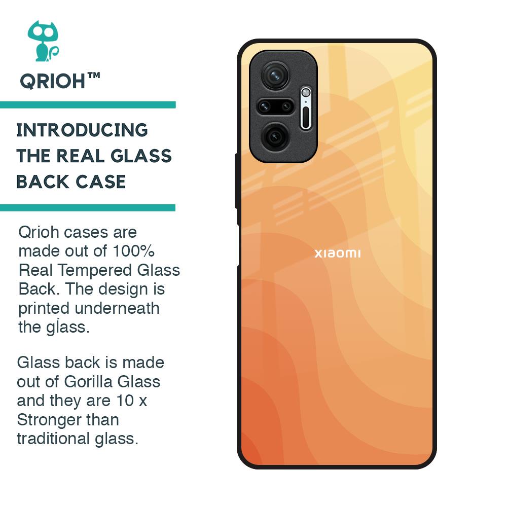 Orange Curve Pattern Glass Case for Redmi Note 10 Pro Max