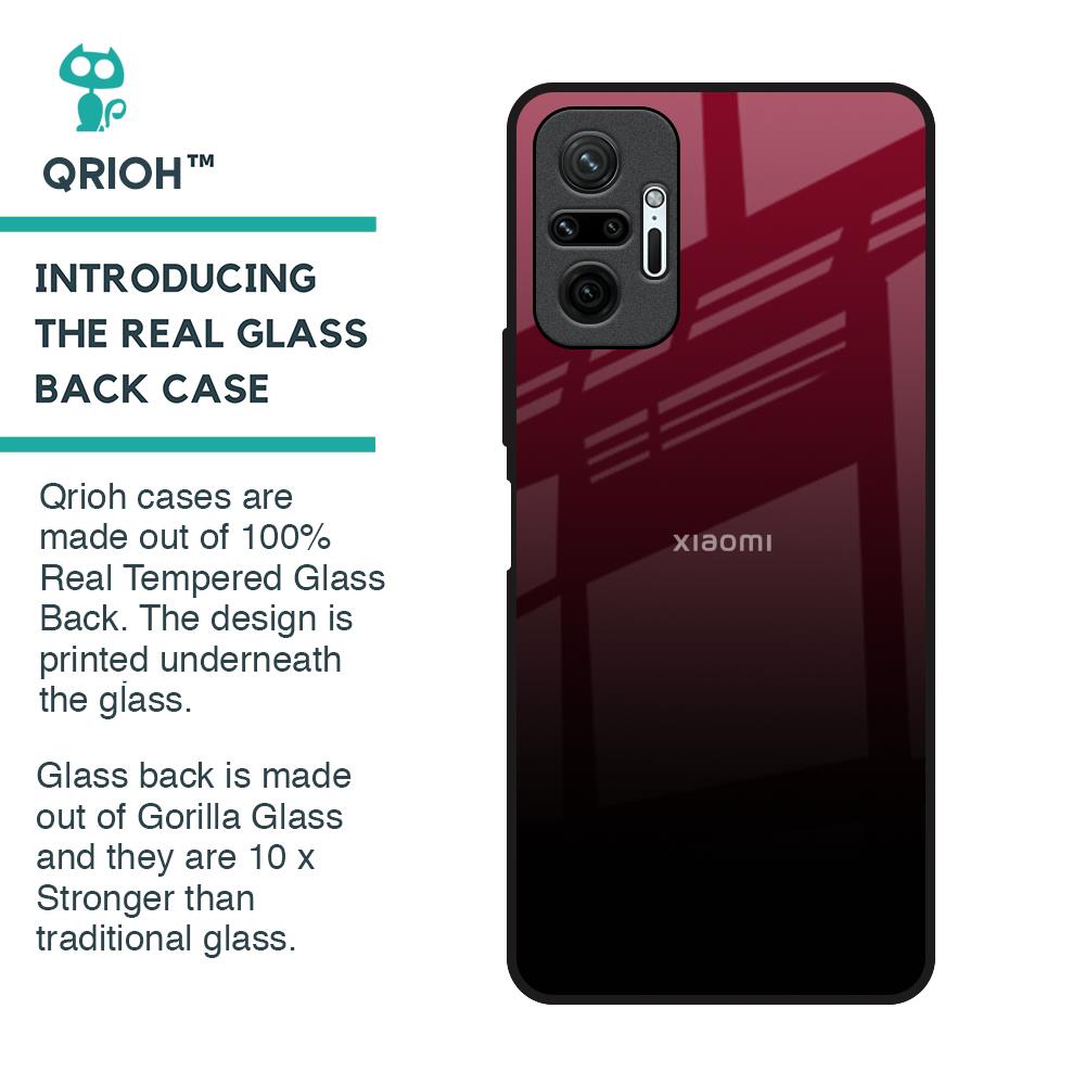 Wine Red Glass Case For Redmi Note 10 Pro Max