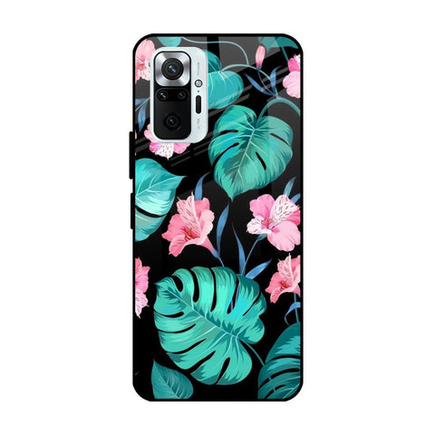 Tropical Leaves & Pink Flowers Redmi Note 10 Pro Max Glass Cases & Covers Online