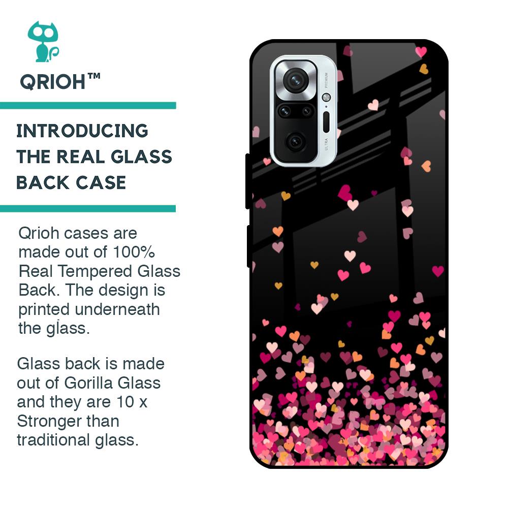 Heart Rain Fall Glass Case For Redmi Note 10 Pro Max