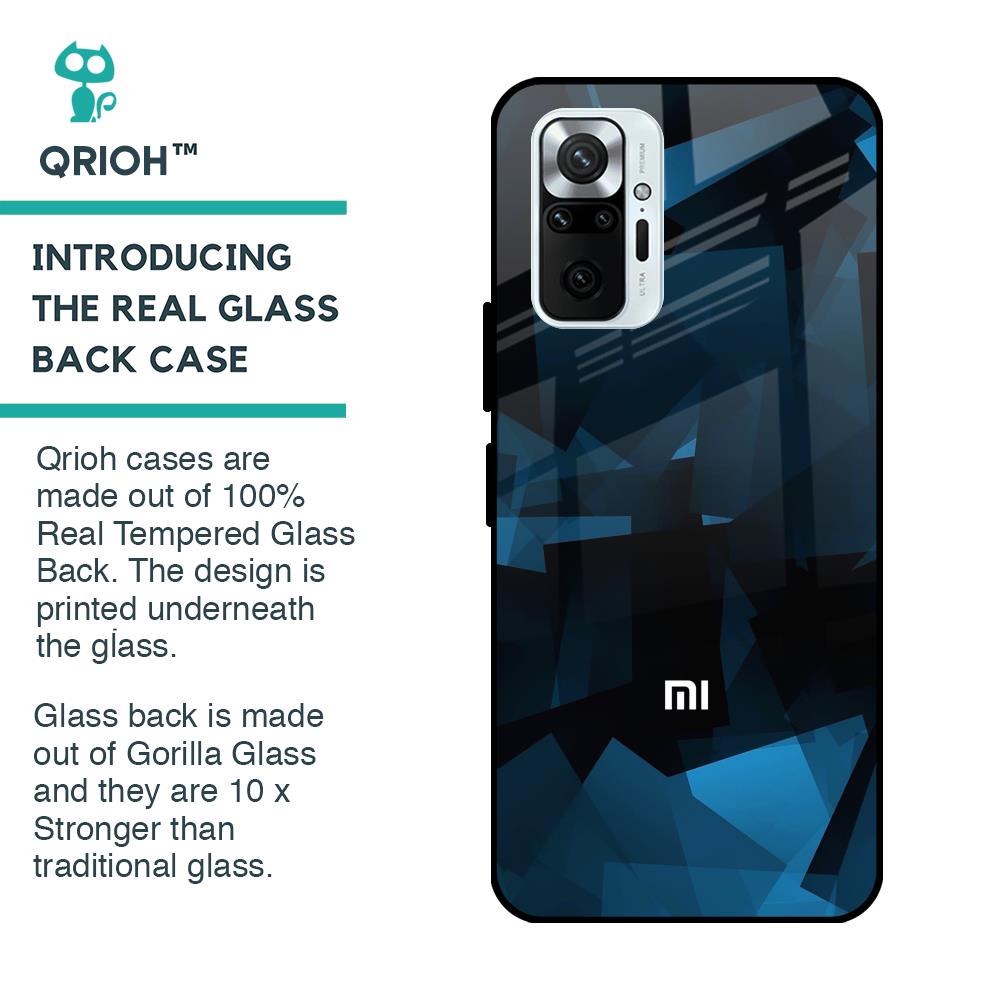 Polygonal Blue Box Glass Case For Redmi Note 10 Pro Max