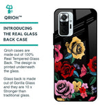 Floral Decorative Glass Case For Redmi Note 10 Pro Max