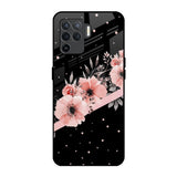 Floral Black Band Oppo F19 Pro Glass Back Cover Online