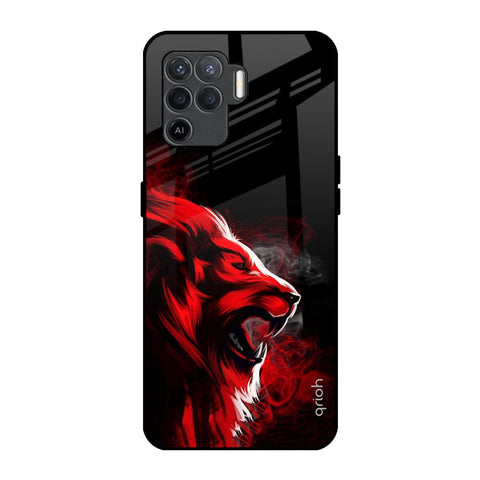 Red Angry Lion Oppo F19 Pro Glass Back Cover Online