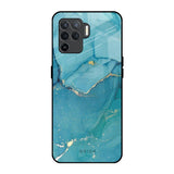 Blue Golden Glitter Oppo F19 Pro Glass Back Cover Online