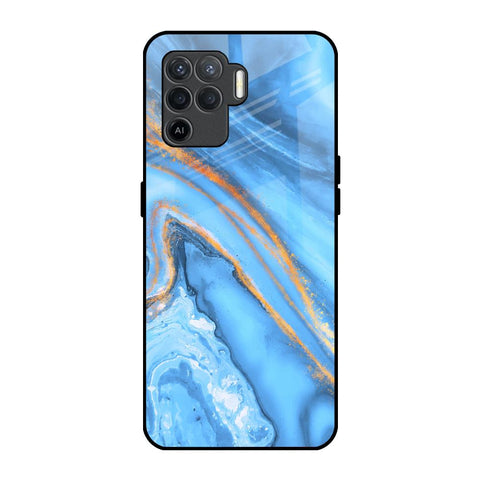 Vibrant Blue Marble Oppo F19 Pro Glass Back Cover Online