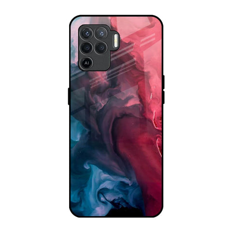 Blue & Red Smoke Oppo F19 Pro Glass Back Cover Online