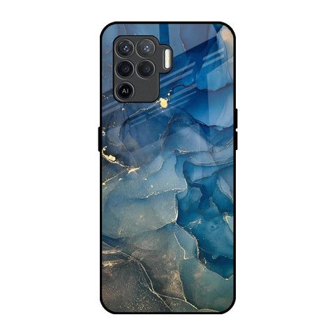 Blue Cool Marble Oppo F19 Pro Glass Back Cover Online