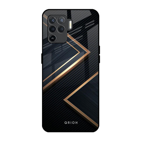 Sleek Golden & Navy Oppo F19 Pro Glass Back Cover Online