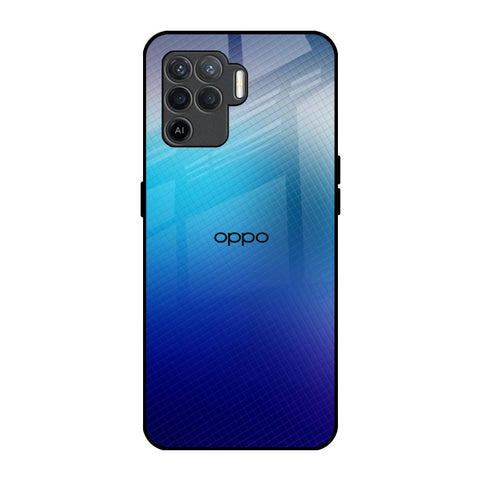 Blue Rhombus Pattern Oppo F19 Pro Glass Back Cover Online